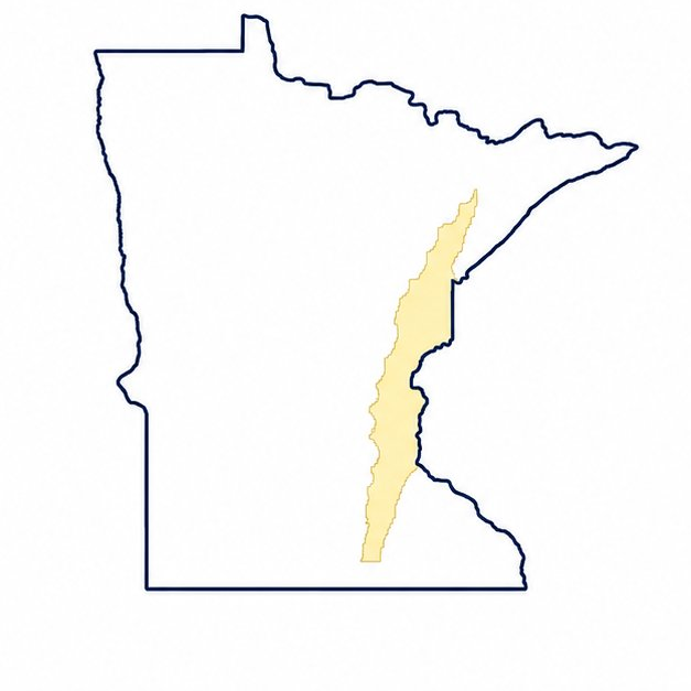 Map highlighting the I-35 corridor region of Minnesota