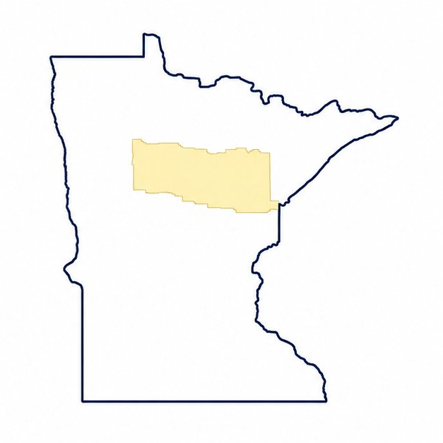 Map highlighting the Iron Range region of Minnesota
